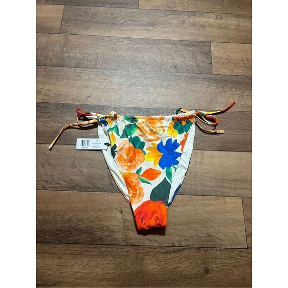 WeWoreWhat Floral Ruched String Bikini Bottom Woman’s Size XL MSRP $95 NEW - Picture 1 of 7